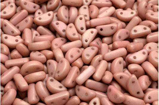 ハーフムーンビーズ、ホワイトマットラスターレッドフルコーティング（02010-84100-14495）、ガラス、チェコ共和国