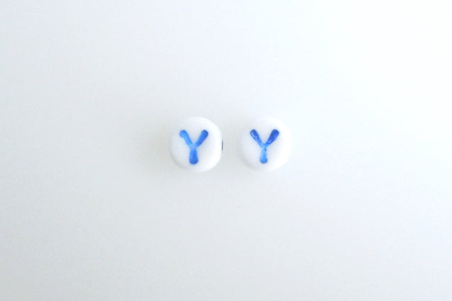 Letter beads with 6 mm, Chalk White 46433 Y (3000-46433-Y-), Bohemia Crystal Glass, Czechia 11149220