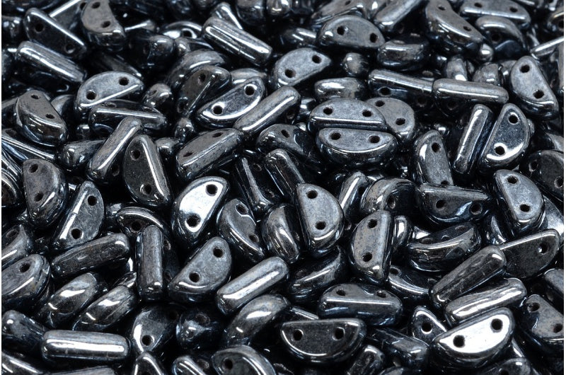 Half Moon Beads, Black Hematite (23980-14400), Glass, Czech Republic
