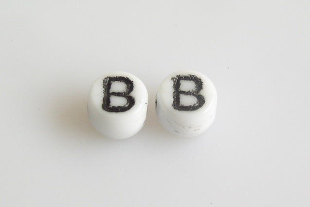 Letter beads with 6 mm, Chalk White 46449 B (3000-46449-B-), Bohemia Crystal Glass, Czechia 11149220