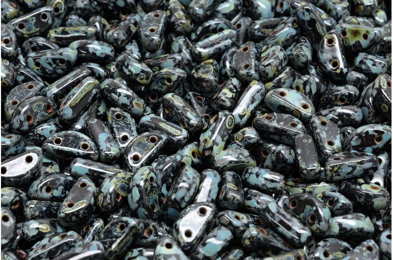 Half Moon Beads, Black Travertin (23980-86800), Glass, Czech Republic