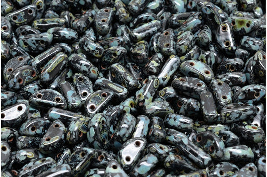 ハーフムーンビーズ、ブラックトラバーチン（23980-86800）、ガラス、チェコ共和国