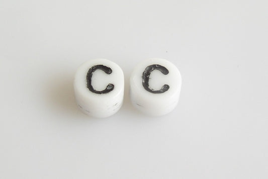 Letter beads with 6 mm, Chalk White 46449 C (3000-46449-C-), Bohemia Crystal Glass, Czechia 11149220