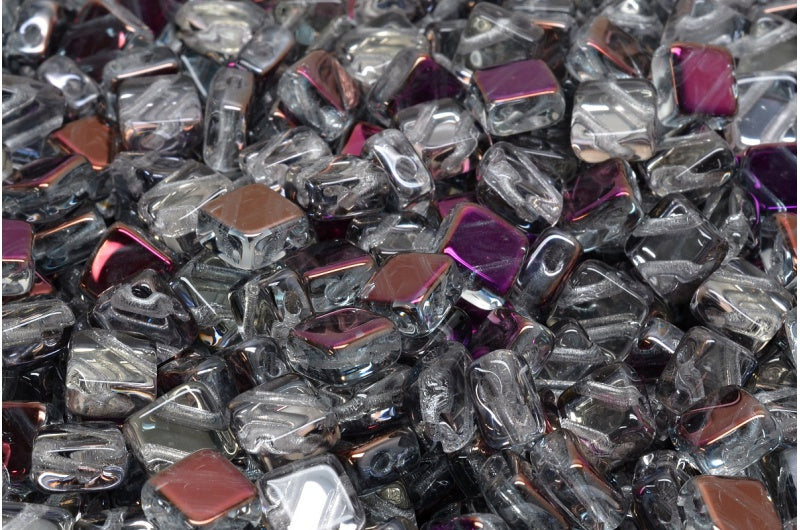 フラットシルキービーズ - 2穴、クリスタル 23001 (00030-23001)、ガラス、チェコ共和国