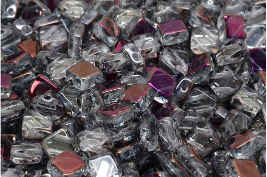 フラットシルキービーズ - 2穴、クリスタル 23001 (00030-23001)、ガラス、チェコ共和国