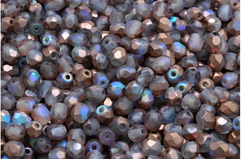 Fire Polish Faceted Round Beads 3mm, Crystal Matte 98533 (00030-84100-98533), Glass, Czech Republic