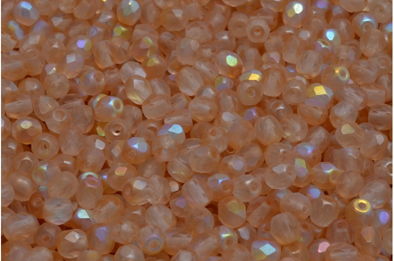 Fire Polished Faceted Beads Round, Crystal Matte 98531 (00030-84100-98531), Bohemia Crystal Glass, Czech Republic