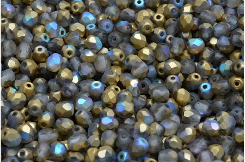 Fire Polish Faceted Round Beads 3mm, Crystal Matte 98536 (00030-84100-98536), Glass, Czech Republic