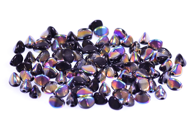 Pinch Pressed Beads 5 x 3 mm, Black Crystal Vitrail Medium Coating (23980-28101), Bohemia Crystal Glass, Czechia 11154805