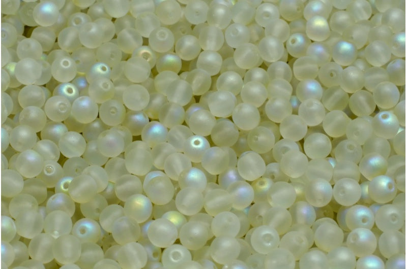 Round Druck Beads 3mm, Crystal Matte 98539 (00030-84100-98539), Glass, Czech Republic
