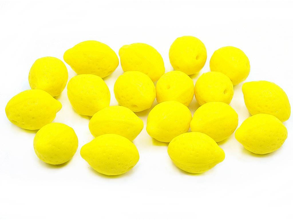 Pressed Beads Lime Opaque Yellow Glass Czech Republic