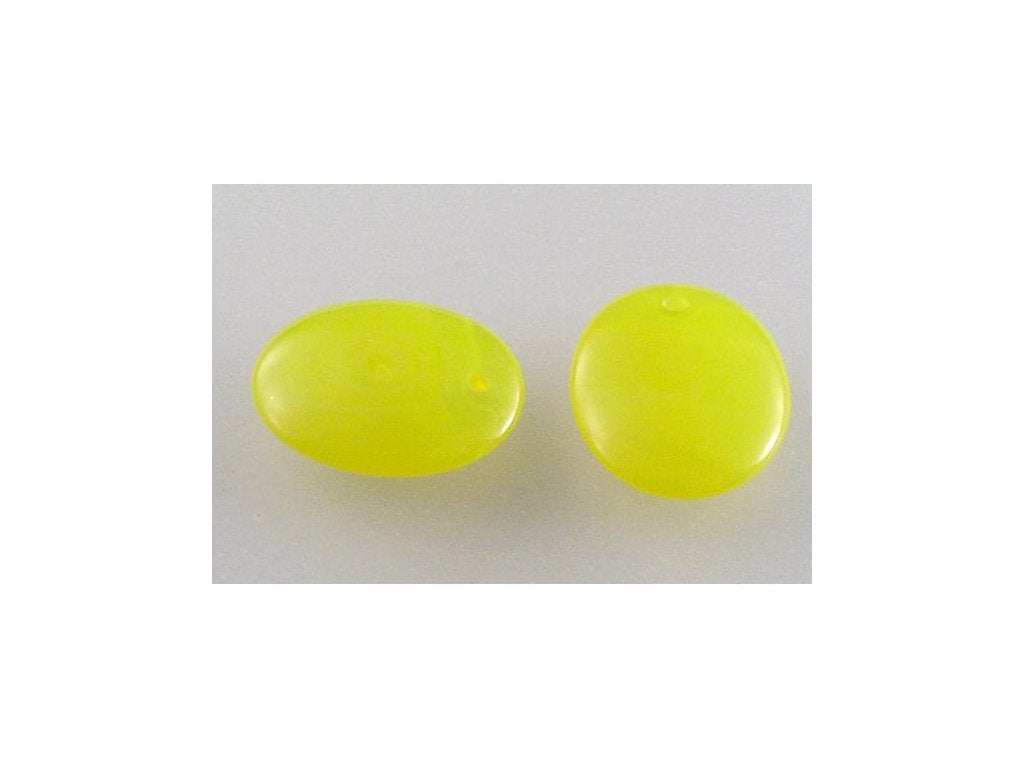 Pressed Beads Opal Yellow Glass Czech Republic