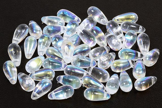 Drop Beads 5 x 10 mm, Crystal Ab (30-28701), Bohemia Crystal Glass, Czechia 11169004