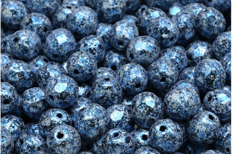 ファセット加工ビーズ ラウンド、ブラック 45706 (23980-45706)、ボヘミアクリスタルガラス、チェコ共和国