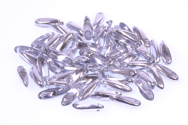 Dagger Beads 3 x 11 mm, Crystal Crystal Silver Half Coating (30-27001), Bohemia Crystal Glass, Czechia 11169014