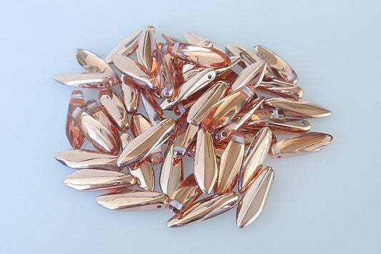 Dagger Beads 5 x 16 mm, Crystal Rose Gold Capri (30-27101), Bohemia Crystal Glass, Czechia 11169014