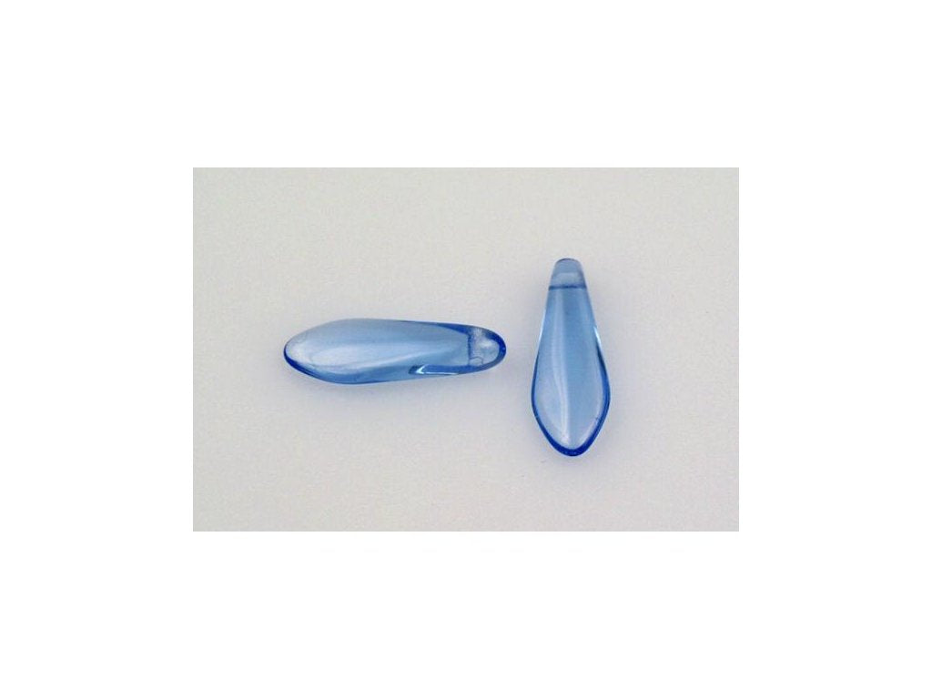 Pressed Beads Dagger Thorn Transparent Blue Glass Czech Republic