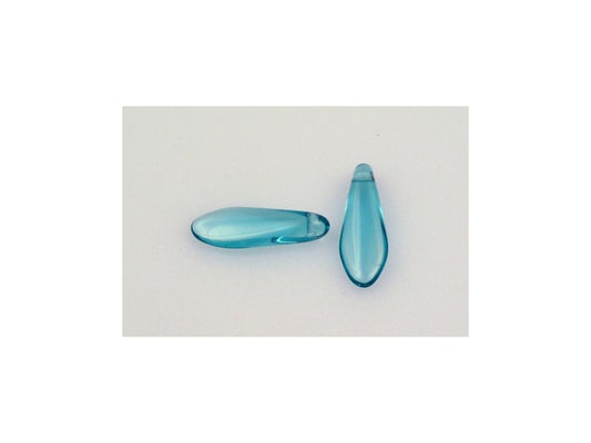 Pressed Beads Dagger Thorn Transparent Aqua Glass Czech Republic