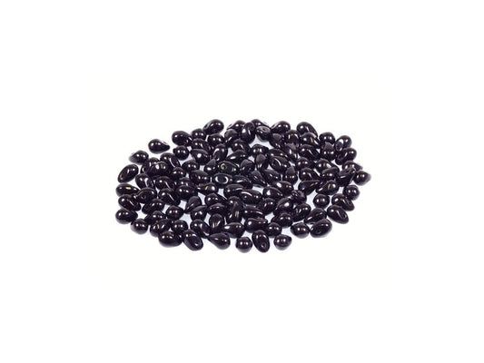 Pressed Beads Drop Black Glass Czech Republic