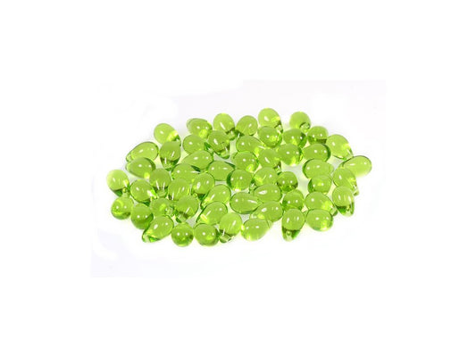 Pressed Beads Drop Transparent Green Glass Czech Republic