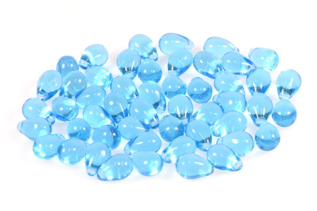 Drop Beads 6 x 9 mm, Transparent Aqua (60020), Bohemia Crystal Glass, Czechia 11169206