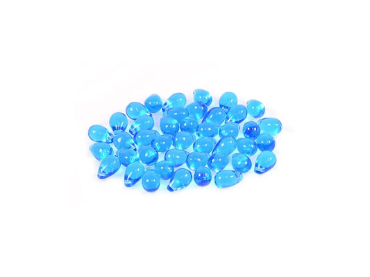 Pressed Beads Drop Aqua Glass Czech Republic