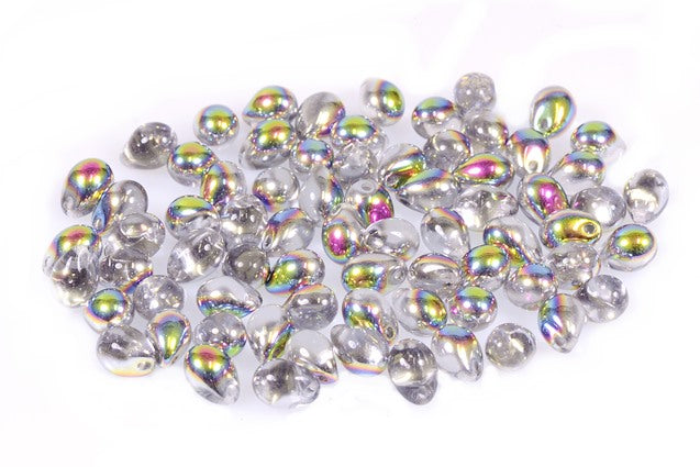 Drop Beads 7 x 5 mm, Crystal Crystal Vitrail Medium Coating (30-28101), Bohemia Crystal Glass, Czechia 11169206