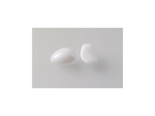 Pressed Beads Drop Leaf Chalk White Glass Czech Republic