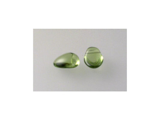 Pressed Beads Drop Leaf Transparent Green Glass Czech Republic