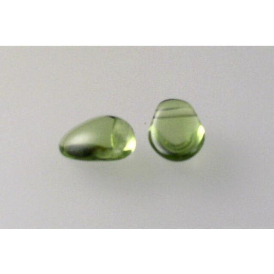 Tulip Petal Beads 6 x 8 mm, Transparent Green (50230), Bohemia Crystal Glass, Czechia 11169803