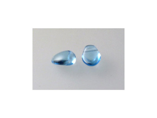 Pressed Beads Drop Leaf Transparent Aqua Glass Czech Republic