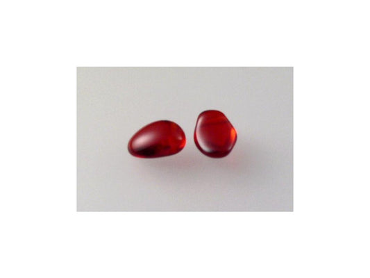 Pressed Beads Drop Leaf Transparent Red Glass Czech Republic