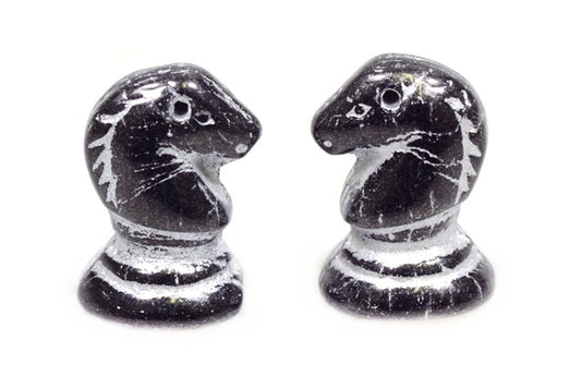 Chess Horse characted Beads 12 x 17 mm, Black 81403 (23980-81403), Bohemia Crystal Glass, Czechia 11169810