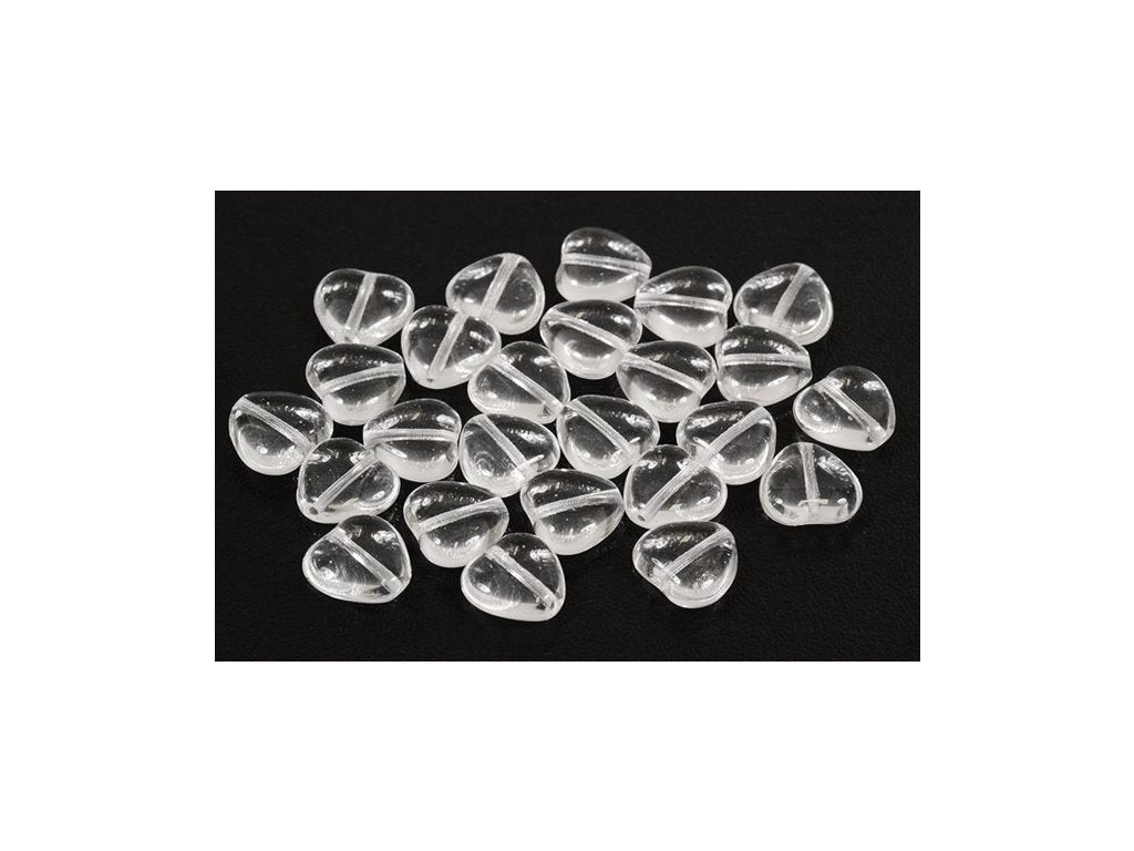 Pressed Beads Heart Crystal Glass Czech Republic