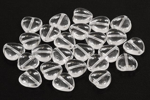 Heart Beads 10 x 10 mm, Crystal (30), Bohemia Crystal Glass, Czechia 11179001