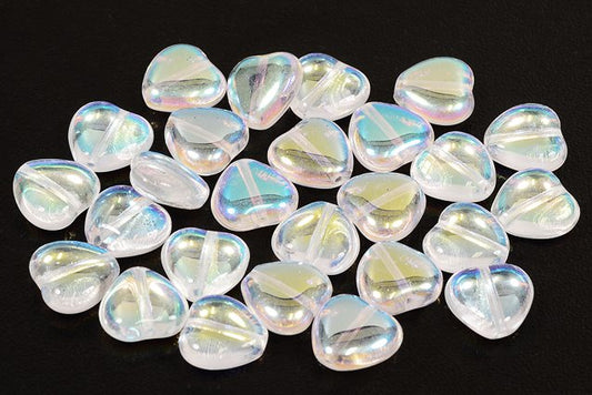 Heart Beads 10 x 10 mm, Crystal Ab (30-28701), Bohemia Crystal Glass, Czechia 11179001