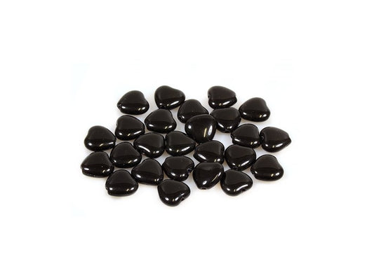 Pressed Beads Heart Black Glass Czech Republic