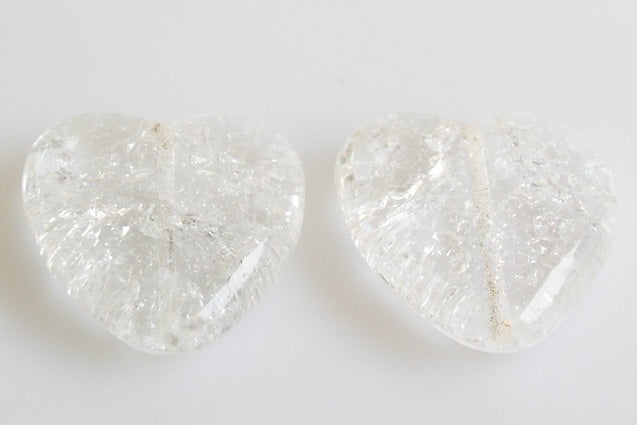 Heart Beads 24 x 22 mm, Crystal Cracked (30-85500), Bohemia Crystal Glass, Czechia 11179001