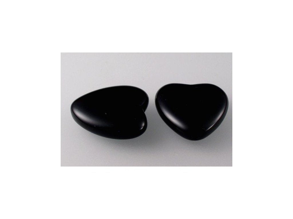 Pressed Beads Heart Black Glass Czech Republic