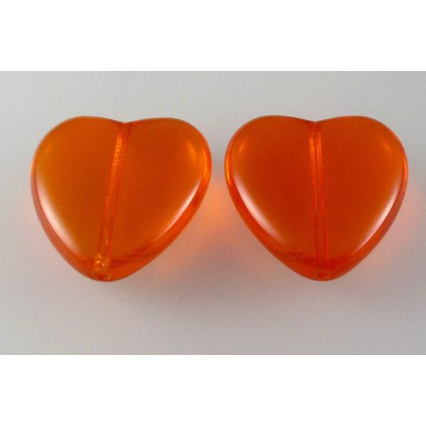 Heart Beads 24 x 22 mm, Transparent Orange (90040), Bohemia Crystal Glass, Czechia 11179001