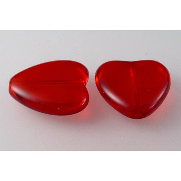 Heart Beads 24 x 22 mm, Ruby Red (90080), Bohemia Crystal Glass, Czechia 11179001