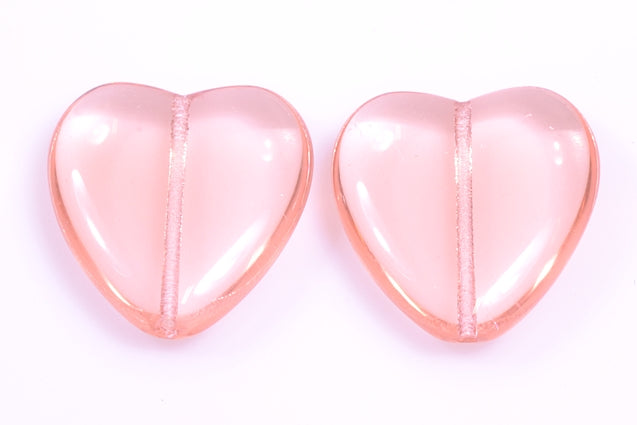 Heart Beads 24 x 22 mm, Transparent Pink (70120), Bohemia Crystal Glass, Czechia 11179001