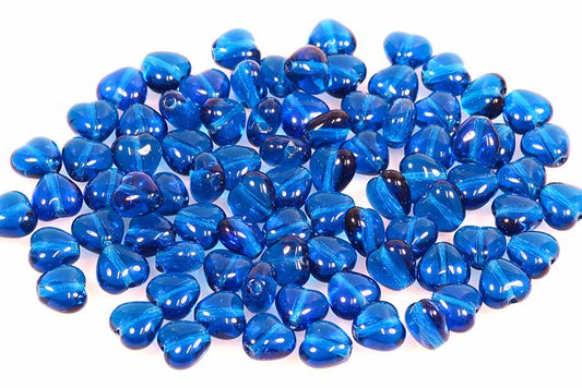 Heart Beads 6 x 6 mm, Transparent Aqua (60080), Bohemia Crystal Glass, Czechia 11179001