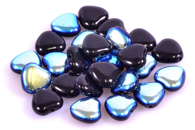 Heart Beads 9 mm, Black Ab (23980-28701), Bohemia Crystal Glass, Czechia 11179001