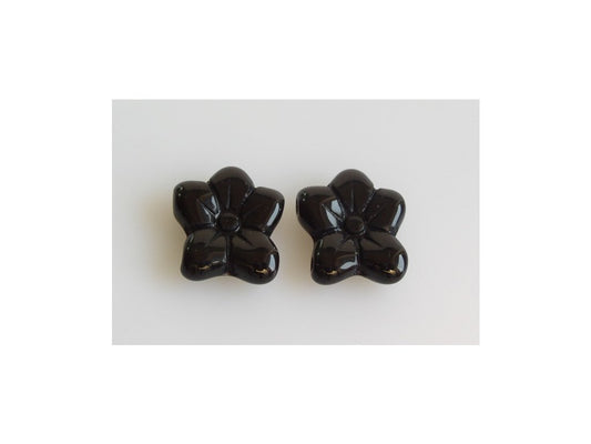 Pressed Beads Flower Black Glass Czech Republic