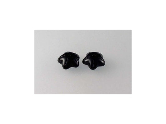 Pressed Beads Flower Black Glass Czech Republic
