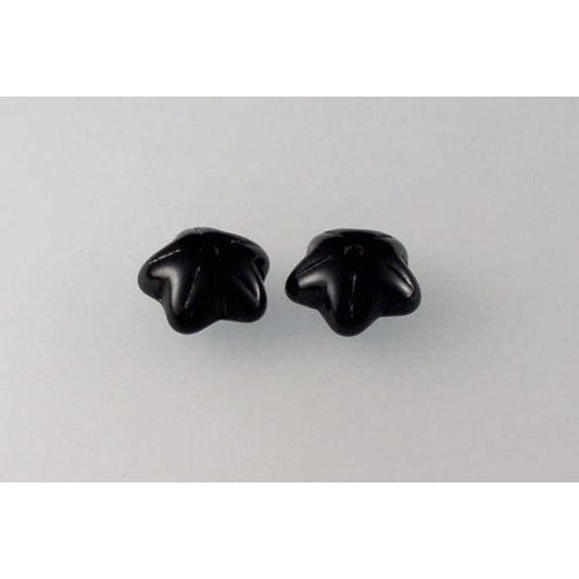 Pressed Beads 5-petal Flower 10 mm, Black (23980), Bohemia Crystal Glass, Czechia 11179215