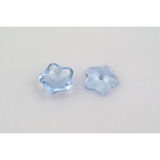 Pressed Beads 5-petal Flower 10 mm, Transparent Blue (30010), Bohemia Crystal Glass, Czechia 11179215