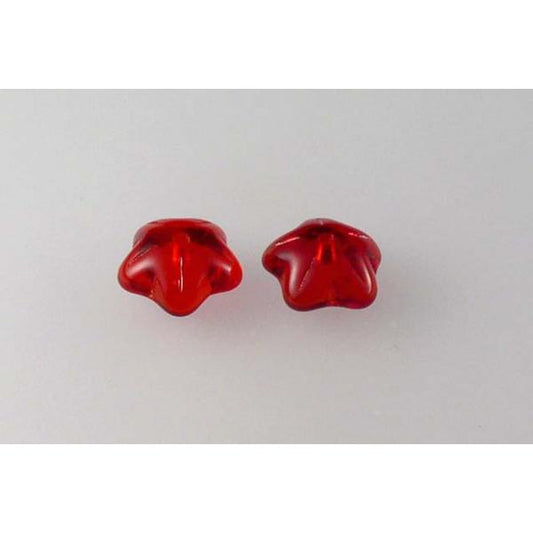 Pressed Beads 5-petal Flower 10 mm, Ruby Red (90080), Bohemia Crystal Glass, Czechia 11179215