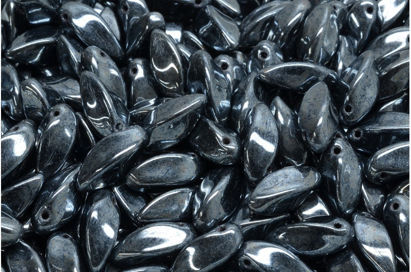 Twist Beads, Black Hematite (23980-14400), Glass, Czech Republic